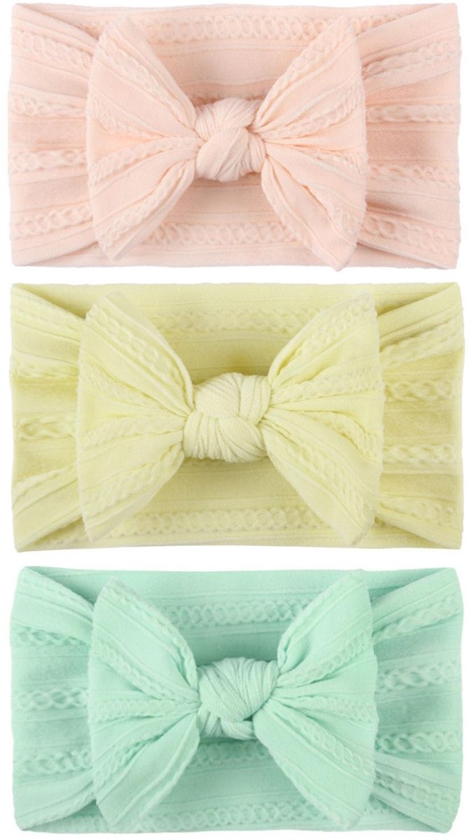 Dailygoods- Hoofdbanden Zacht - Baby Hoofdbanden 3 Stuks - Verstelbare Hoofdwraps - Fotografie - Comfortabel Nylon - Ademend en Elastisch - Babyhaarband