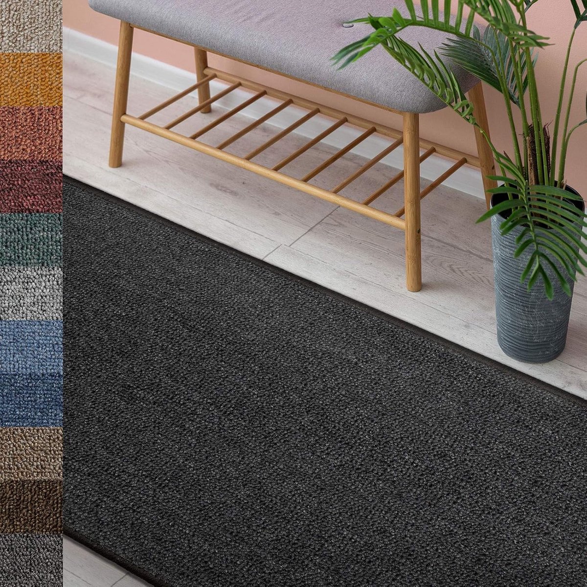 Lange vloerbedekking - Keukenloop - Woonkamer Decoratie - Slijtvast - 67 x 100 cm - Antrac