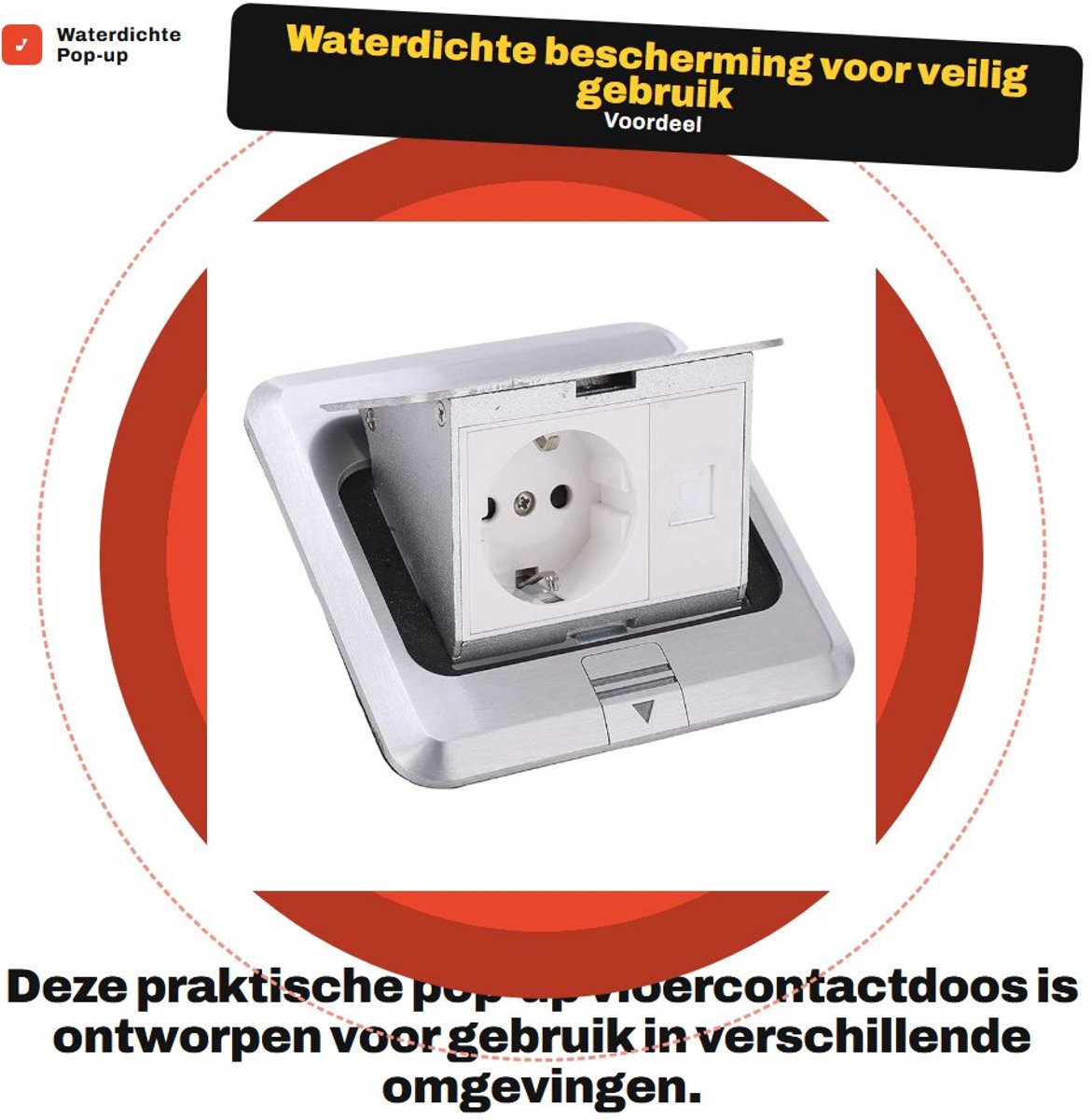 Dailygoods- Vloercontactdoos Waterdicht - Pop-up Stopcontact - Aluminiumlegering - Ingebouwde Kluis - IP44 Bescherming - 250V/16A