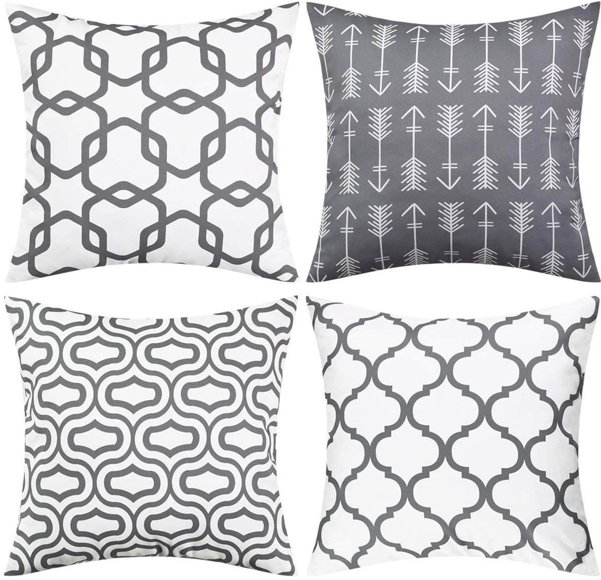 Dailygoods- Kussensloop 45x45 cm - Set van 4 - Decoratieve Kussenslopen - Polyester - Milieuvriendelijk - Zacht en Aangenaam - Kussenhoes
