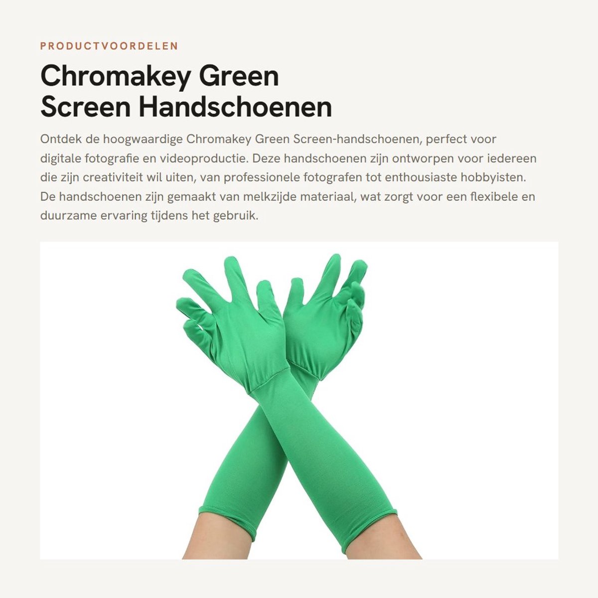 Dailygoods- Groene Handschoenen Melkzijde - Opvouwbaar - Wasbaar - Voor Fotografie/Video - Chromakey Green Screen - Flexibel/Duurzaam