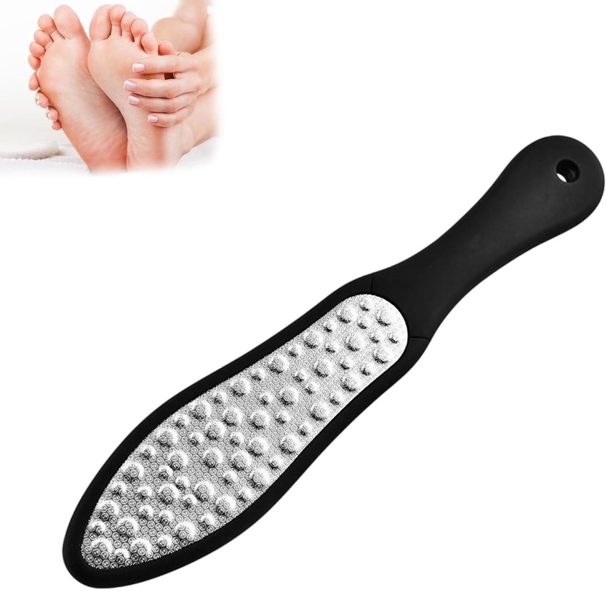 Dailygoods- Eelttrasp 3-in-1 functie - Dubbelzijdige Voetvijl - Roestvrij Staal - Ergonomische Antislip Handgreep - Draagbaar voor Eeltverwijdering