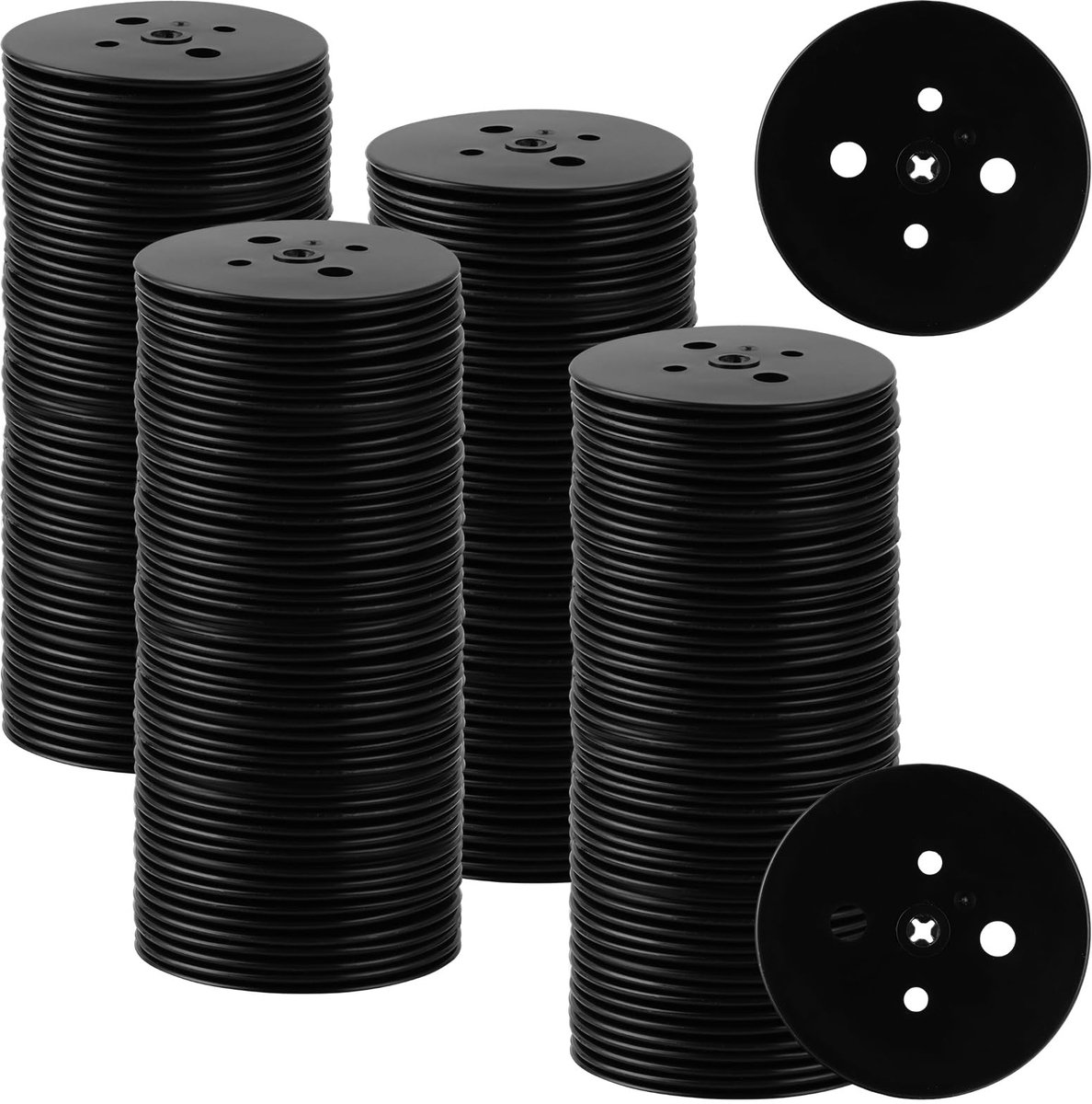 Dailygoods- Bufferschijf 200 stuks - Kunststof onderlegschijven - Grondankers - Zwarte bufferschijven - Voor gazon/tenten - Afmeting 5,7 cm
