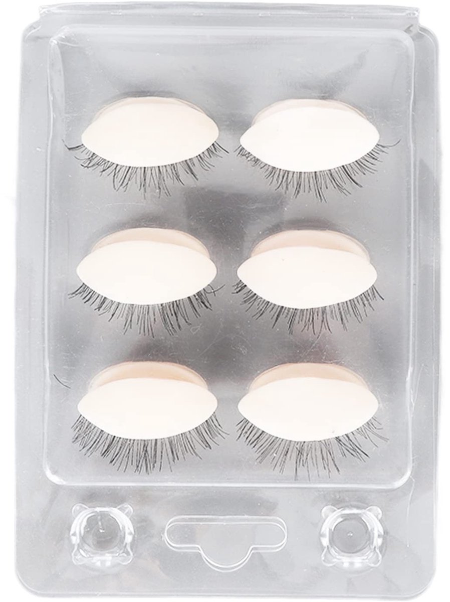 Dailygoods- Oogleden met Wimpers - 3 Paar Siliconen Oogleden - Verwijderbare Realistische Oogleden - Mannequin Hoofdoogleden - Oefenen Make-up - Wimpertraining
