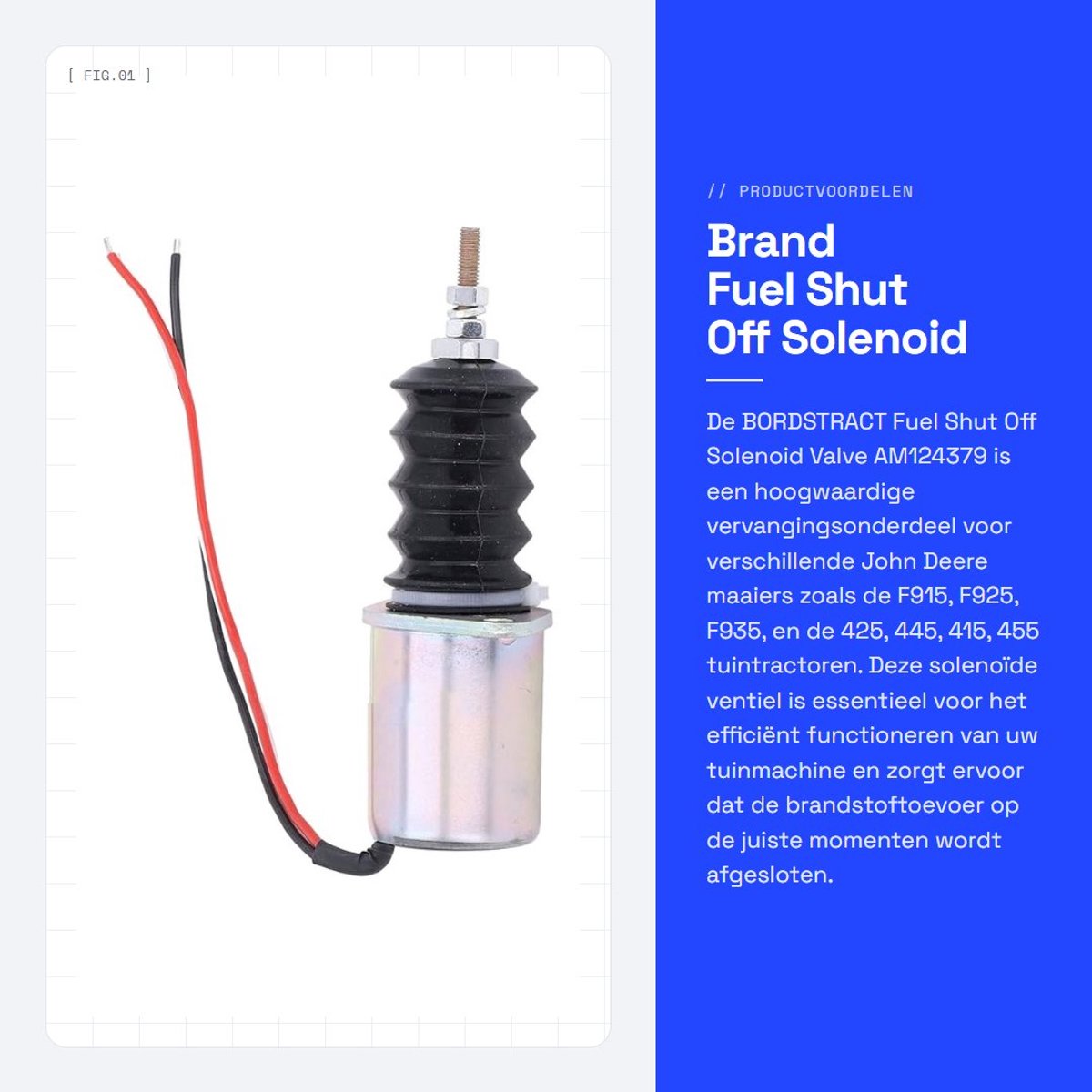 Dailygoods- Brandstofafsluitklep Vervanging AM124379 - Compatibel met John Deere F915/F925/F935 - Voor 415/425/445/455 Grasmaaiers - Betrouwbare werking - Eenvoudige installatie