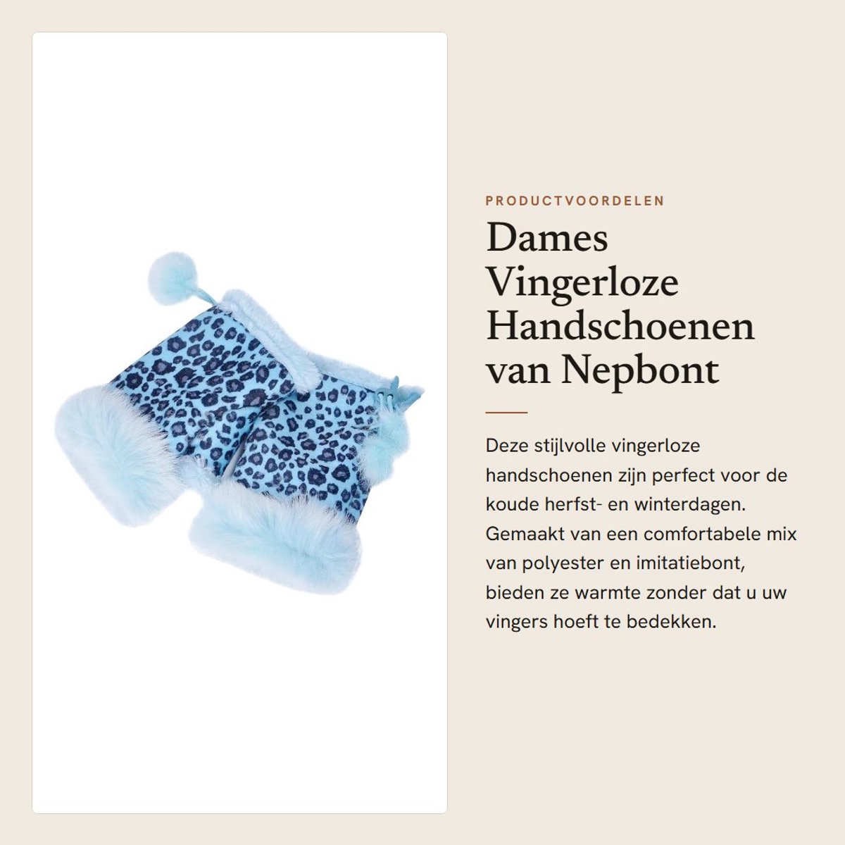 Dailygoods- Vingerloze Wanten - Dames - Winter - Imitatiebont - Verstelbaar - Modieuze Stijl - 15 cm Lengte - Handschoenen