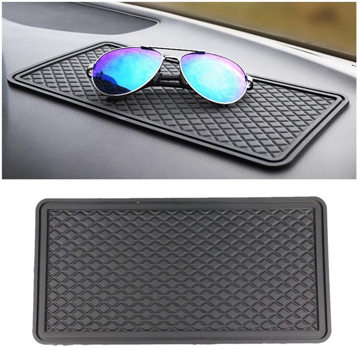 Dailygoods- Dashboardmat Antislip - Wasbare Antislipmat - PVC - 29x15 cm - Universeel - Voor Mobiele Telefoon/Sleutels/Zonnebril