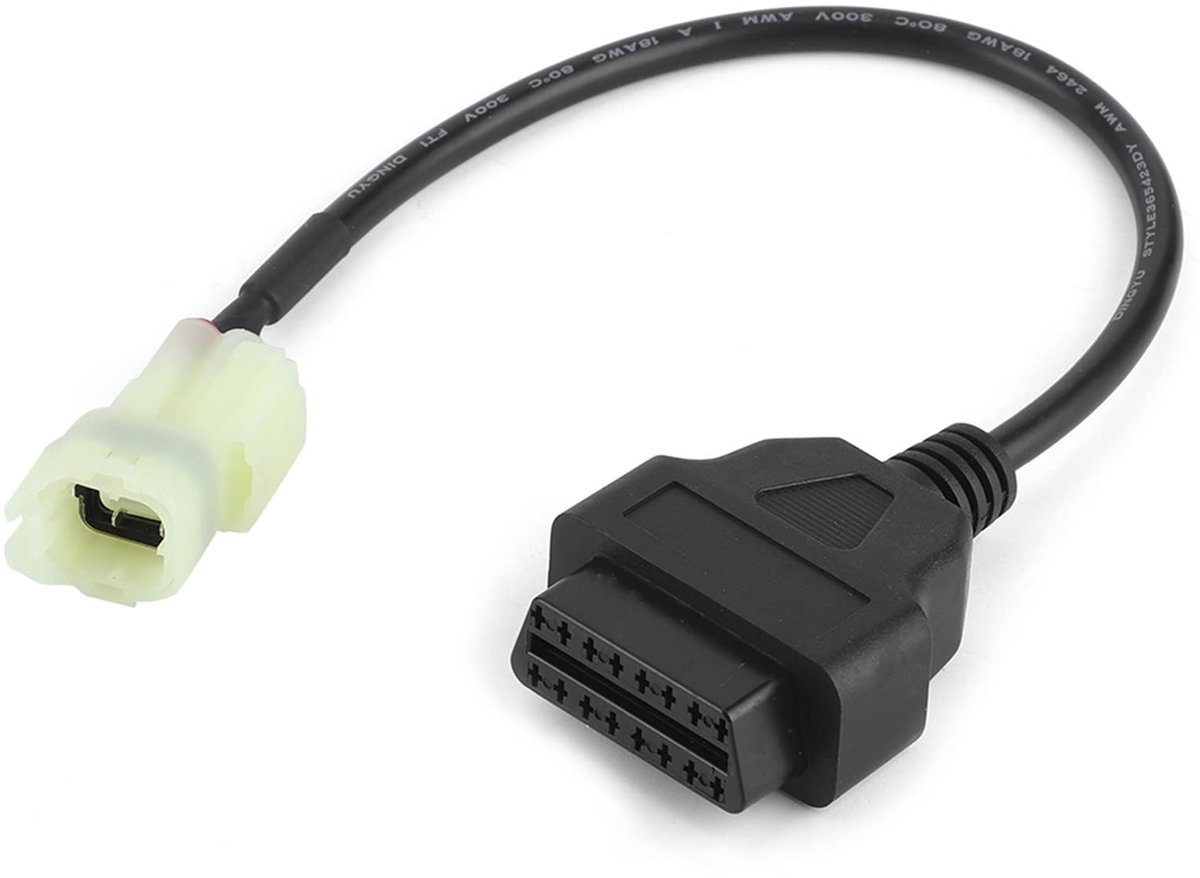 Dailygoods - Motorfiets 4-polige diagnosekabel - OBD2 naar 4-polige adapter - Flexibel ontwerp - Geschikt voor K-Line modellen - Motorfoutdetectie - E...
