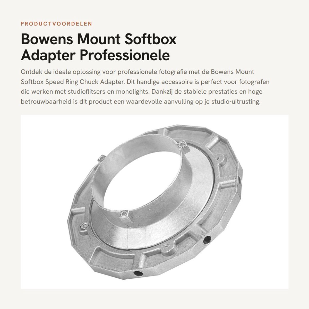 Dailygoods - Bowens Mount Softbox Adapter - Professionele fotografieaccessoire - Zilver - Stabiele prestaties - Geschikt voor studioflitsers - Klein e...
