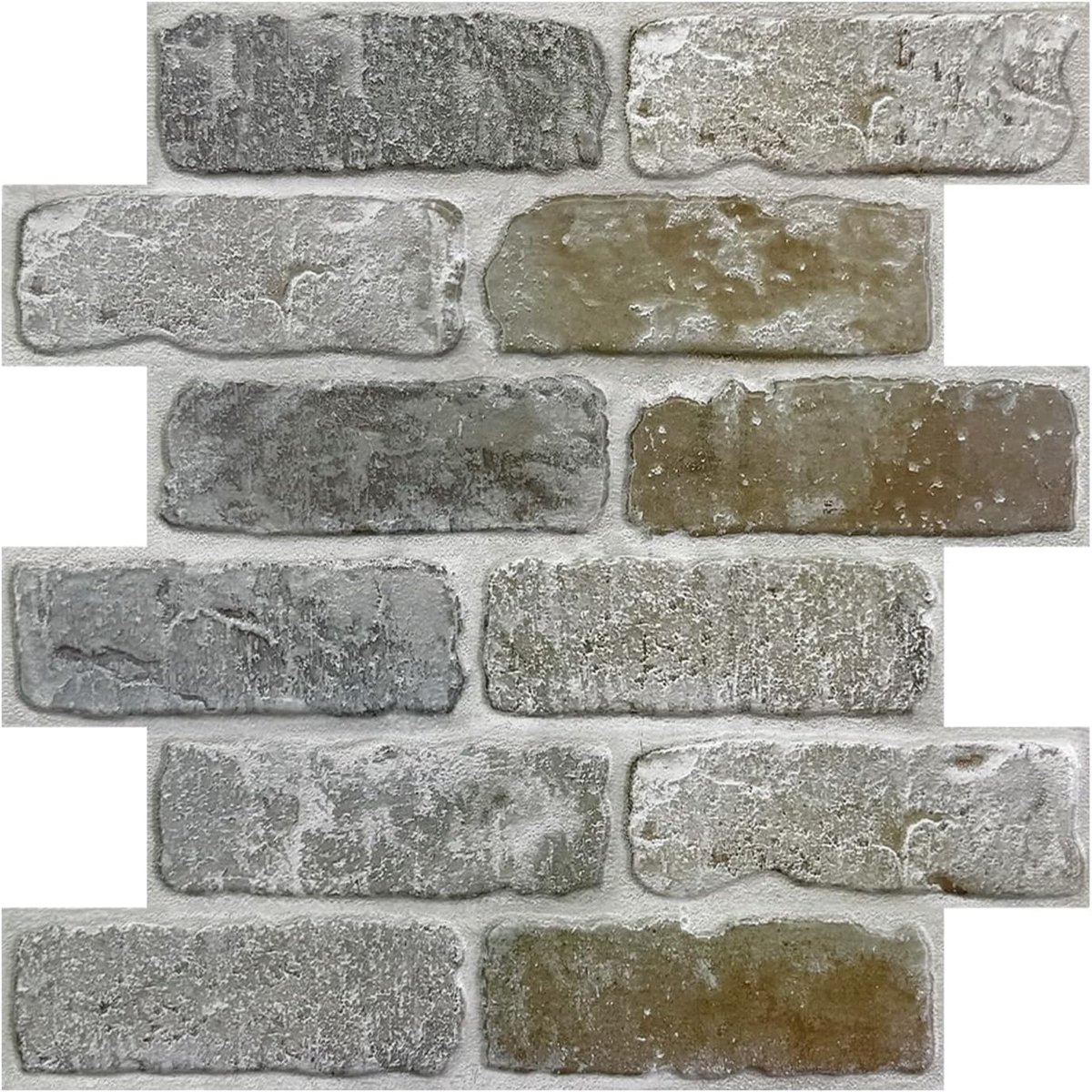 3D Zelfklevende Wandpanelen Baksteen Grijsbruin | 10x Stuks 30x30 cm PVC Wandtegels