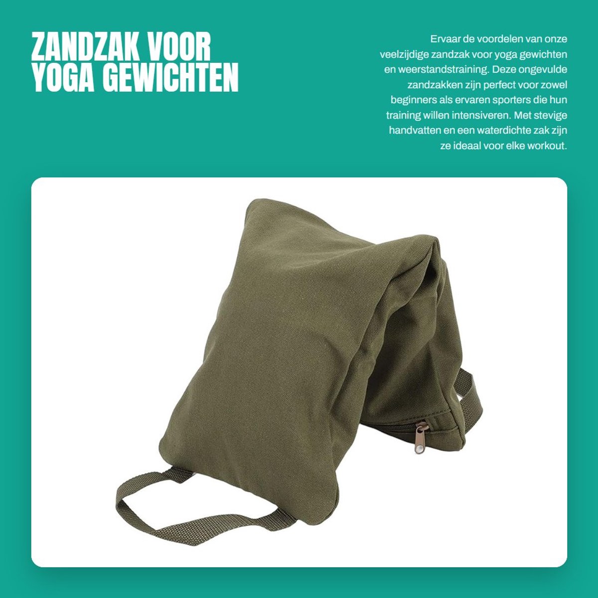 Dailygoods- Zandzak Verstelbaar - Zandzakken met Handvatten - Waterdichte Zak - Katoenen Buitenlaag - Machinewasbaar - Stevig en Duurzaam - Gewichtzak