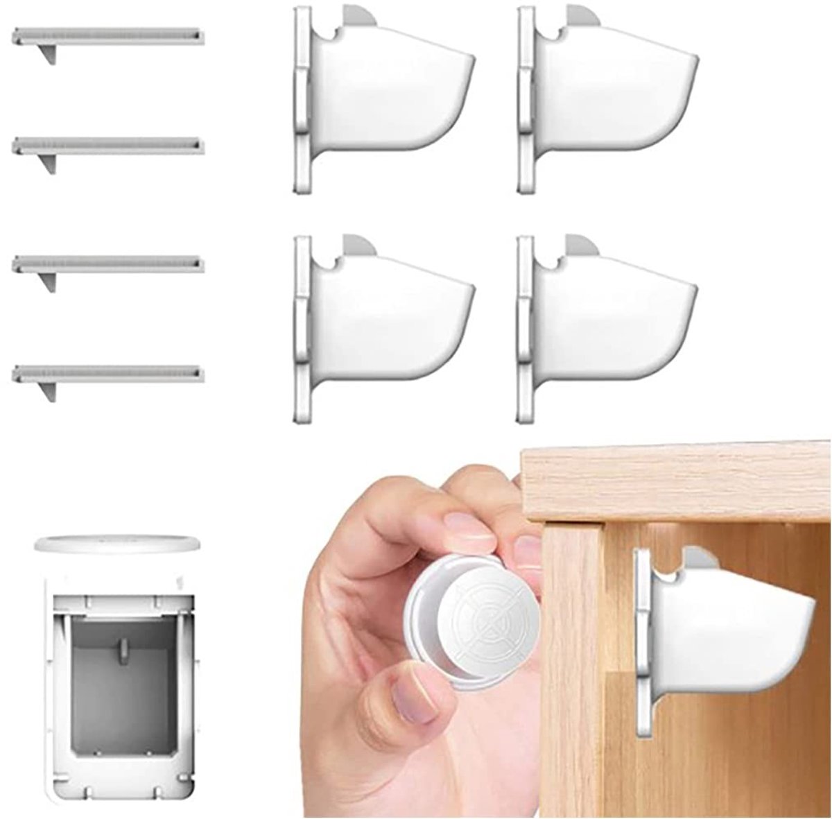 Dailygoods - Magnetische Kinderbeveiliging met Sleutel, 4 Stuks, Onzichtbaar Magneetslot