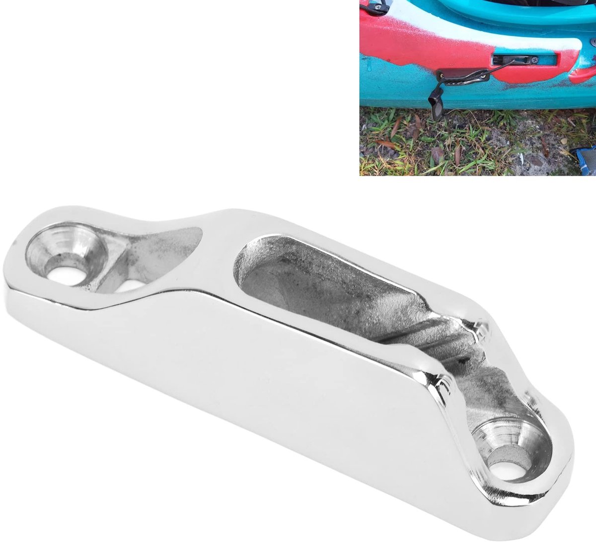 Dailygoods - Touw Cleat - Boot Touw Clam Cleat - Eenvoudige bediening - Marine Grade 316 Rvs - Boot Accessoires - Geschikt voor Kajak - Formaat 18X80Mm