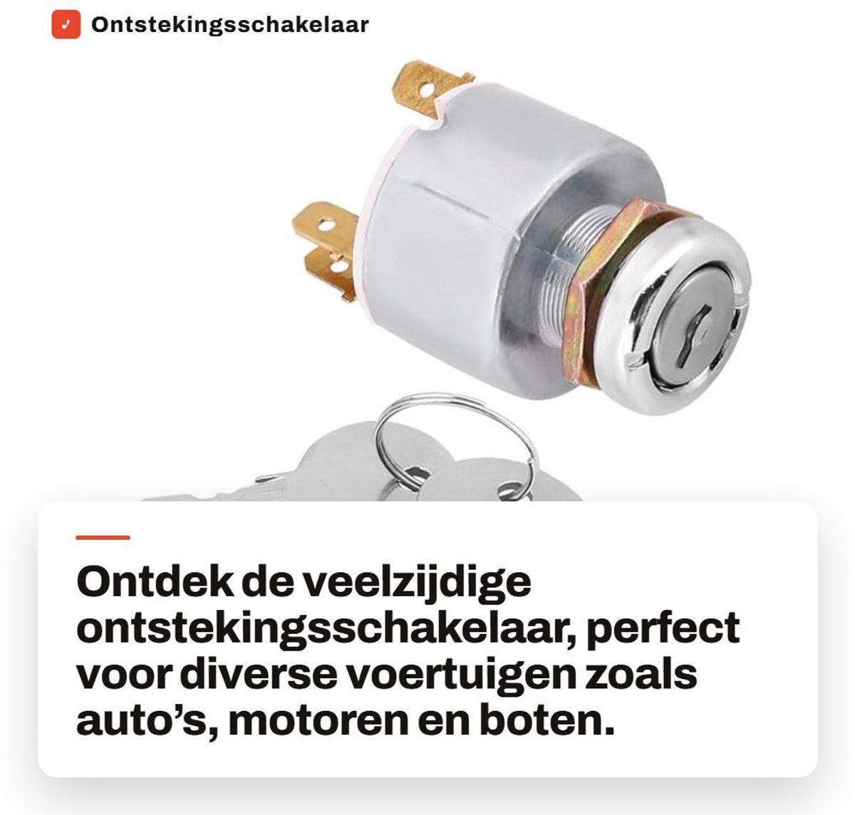 Dailygoods Ontstekingsschakelaar - 12V Universeel - Startfunctie met 2 Sleutels - Zilver - Geschikt voor Auto Motor Boten - 4 Positie