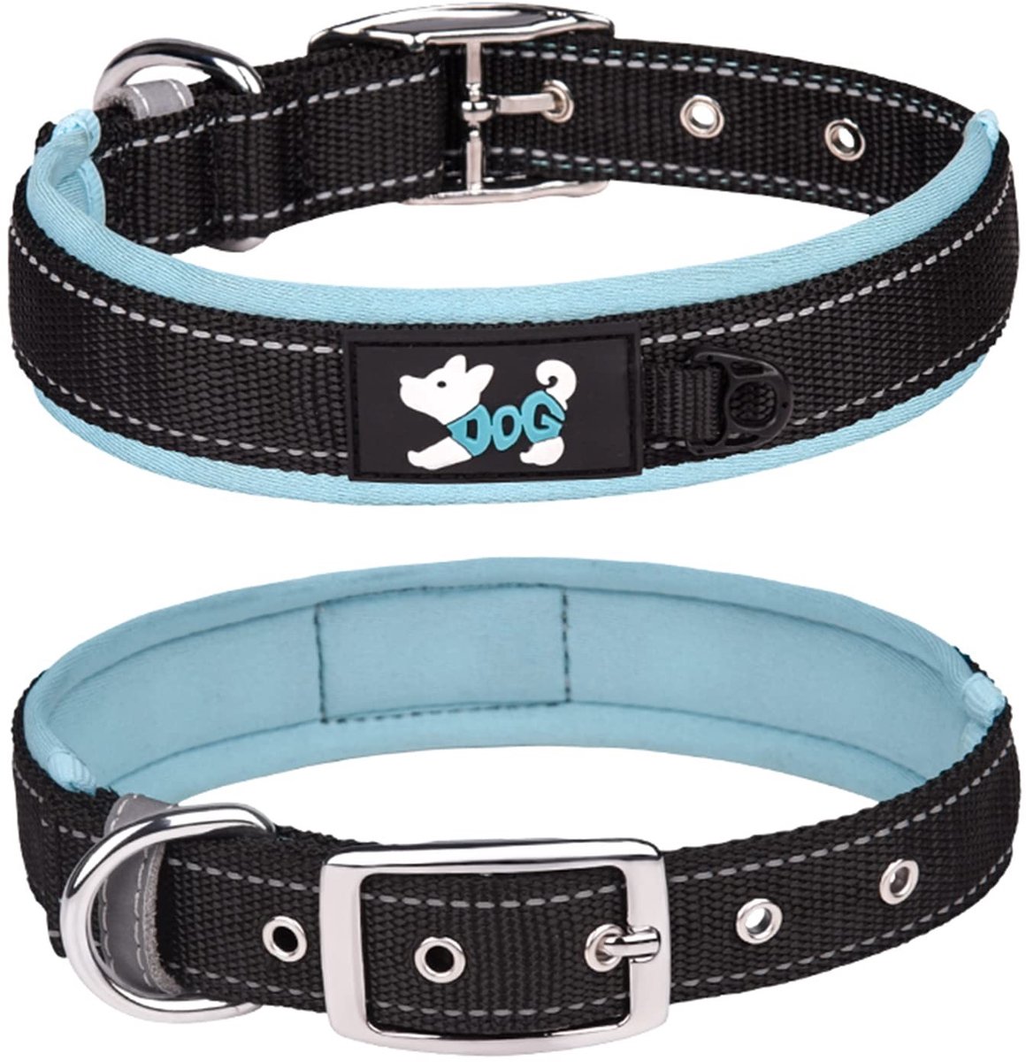 Dailygoods- Halsband Verstelbaar - Neopreen Gewatteerd - Reflecterend - Nylon - Voor Grote Honden (XL) - Halslengte 58-68cm - Hondenhalsband