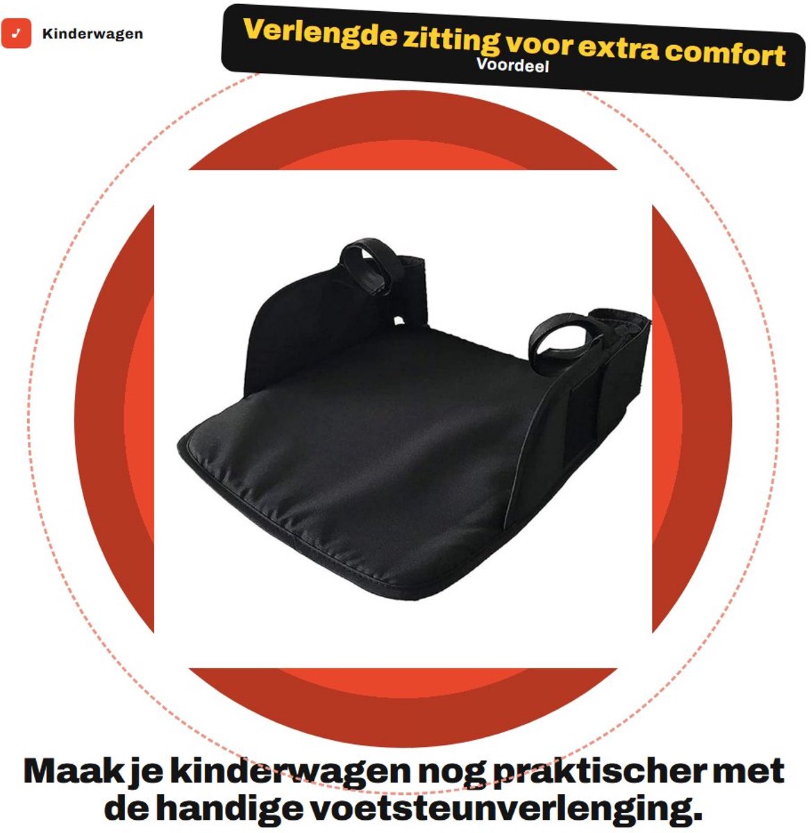 Dailygoods- Voetsteun Verlengd - Voetenbankje - Kinderwagen Accessoires - Universeel - Eenvoudig te Installeren - 35 x 30 cm - Kinderwagenaccessoire