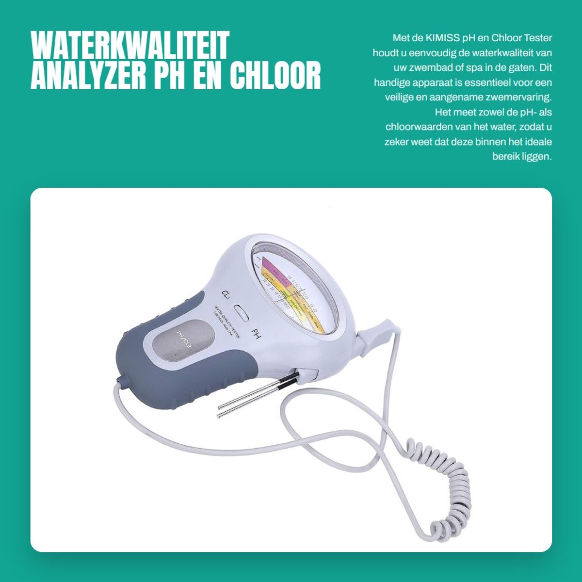 Dailygoods- pH Tester - Waterkwaliteit Tester - Chloor Tester - Zwembad/Spa - Duurzaam - Grote Scherm voor Eenvoudige Lezing