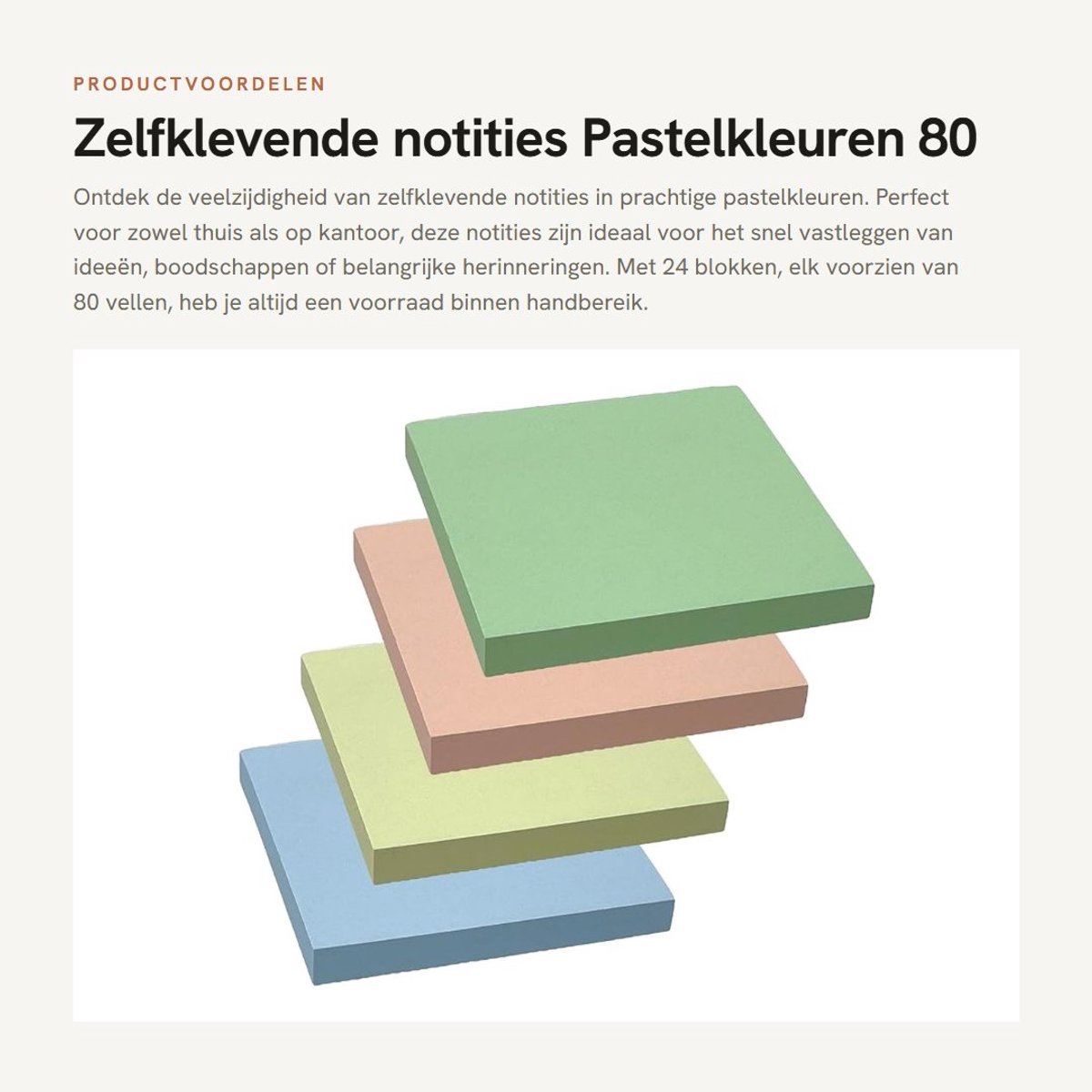 Dailygoods- Zelfklevende Notities 75 x 75 mm - 24 Blokken - 80 Vellen per Blok - Pastelkleuren Mix - Geurvrij - FSC-gecertificeerd Papier - Plaknotities