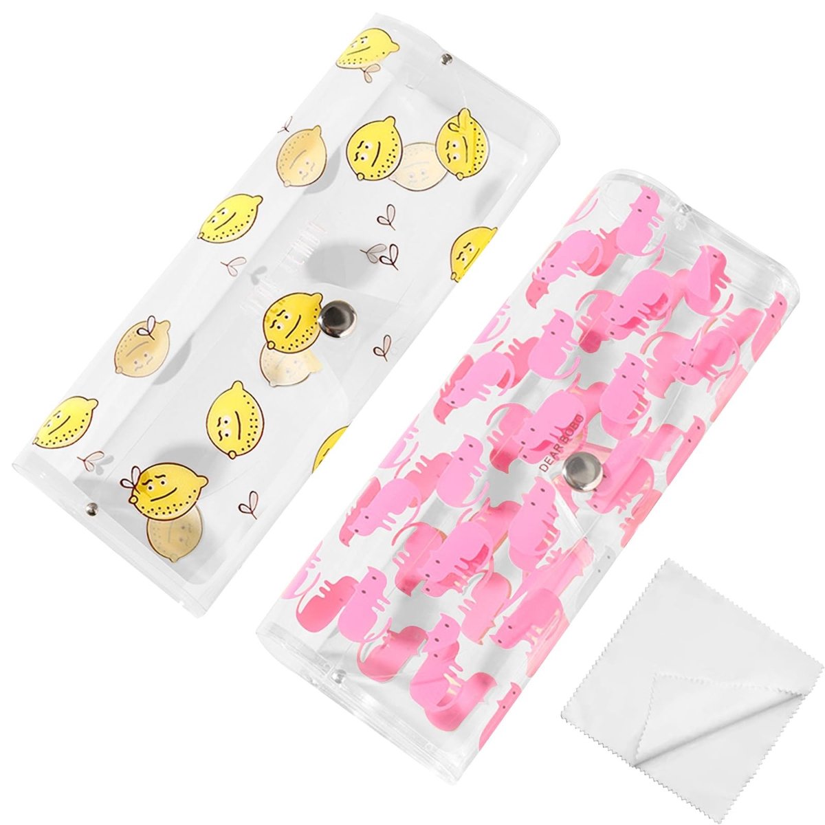 Dailygoods- Brillenkoker Set van 2 - Zacht/PVC - Draagbaar - Uniseks - Brillenhoes met Doek - Afmetingen 15,5 x 6 cm - Brillenetui