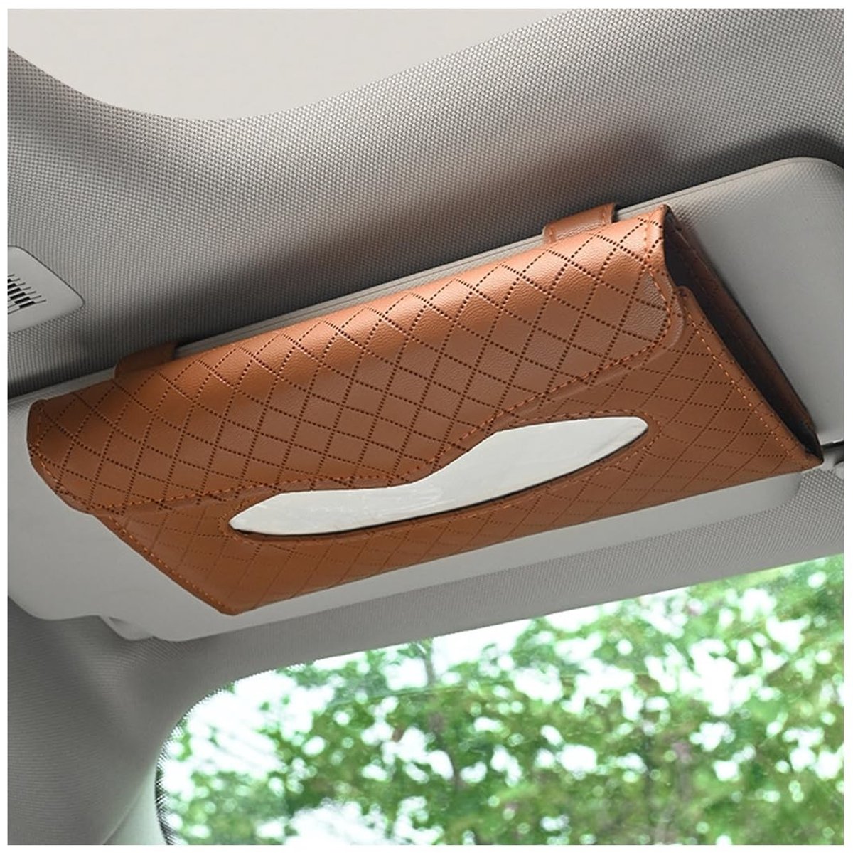 Dailygoods- Tissuehouder met magneetsluiting - Auto tissuehouder - Universele houder - PU materiaal - 3x13x23cm - Krasbestendig en vuilafstotend - Tissuedoos