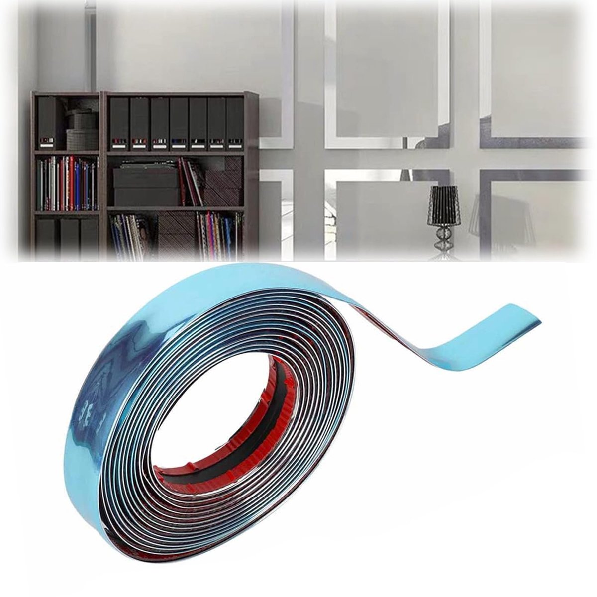 Dailygoods- Decoratieve Lijst - Zelfklevende Wandlijst - Flexibele Moulding - Spiegelafwerking - 5 m - 12 mm - Waterdicht en Krasbestendig - Wanddecoratie