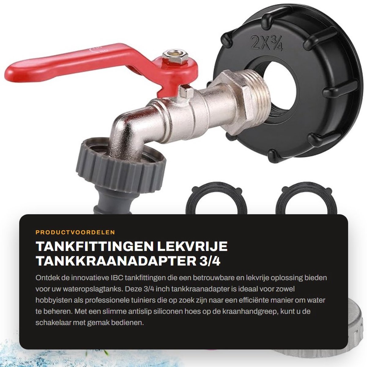 Dailygoods - tankfittingen - Lekvrije tankkraanadapter - 3/4 inch - Wateropslagtankkraan - Tuinslangverbinder - Geschikt voor buiten - Gelegeerd s...