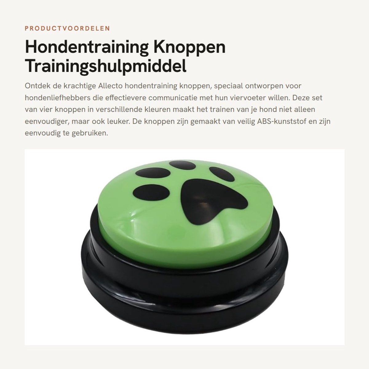 Dailygoods - Hondentraining Knoppen - Trainingshulpmiddel - Rood Geel Groen Hunan Kleur - Geluidsopname - Voor Honden - 4 Stuks