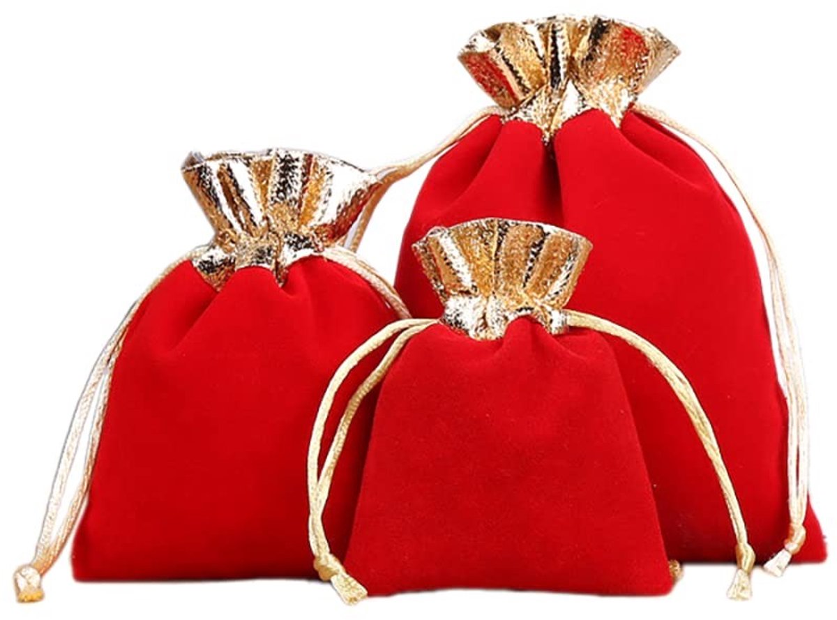 Dailygoods- Fluwelen Zakjes 12 Stuks - Sieradenzakjes - Kleine Stoffen Zakjes - Trekkoord - Geschenkzakjes - 10 x 12 cm - 21 Patronen - Sieradenzakje
