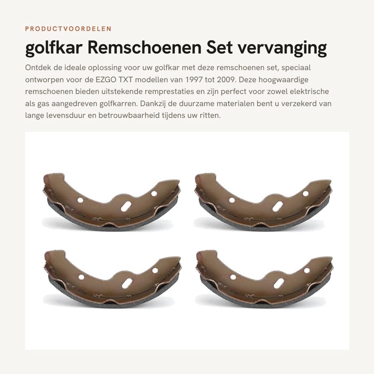 Dailygoods golfkar Remschoenen Set - vervanging remschoenen - hoogwaardige kwaliteit - 4 stuks - duurzame remprestaties - e...