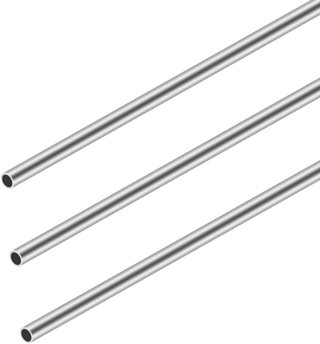 Dailygoods- Rechte Pijp 304 Roestvrij Staal - 5mm Buitendiameter - 0,5mm Wanddikte - 300mm Lengte - Set van 3 - Naadloze Constructie - Metalen Buis