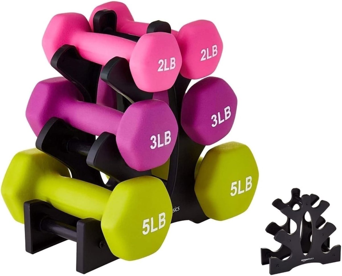 Dailygoods- Halterrekstandaard 3 Niveaus - Driehoekig - Gewichtshouder - Fitness-opslag - Antislip - Schroefbevestiging - Gewichtrek