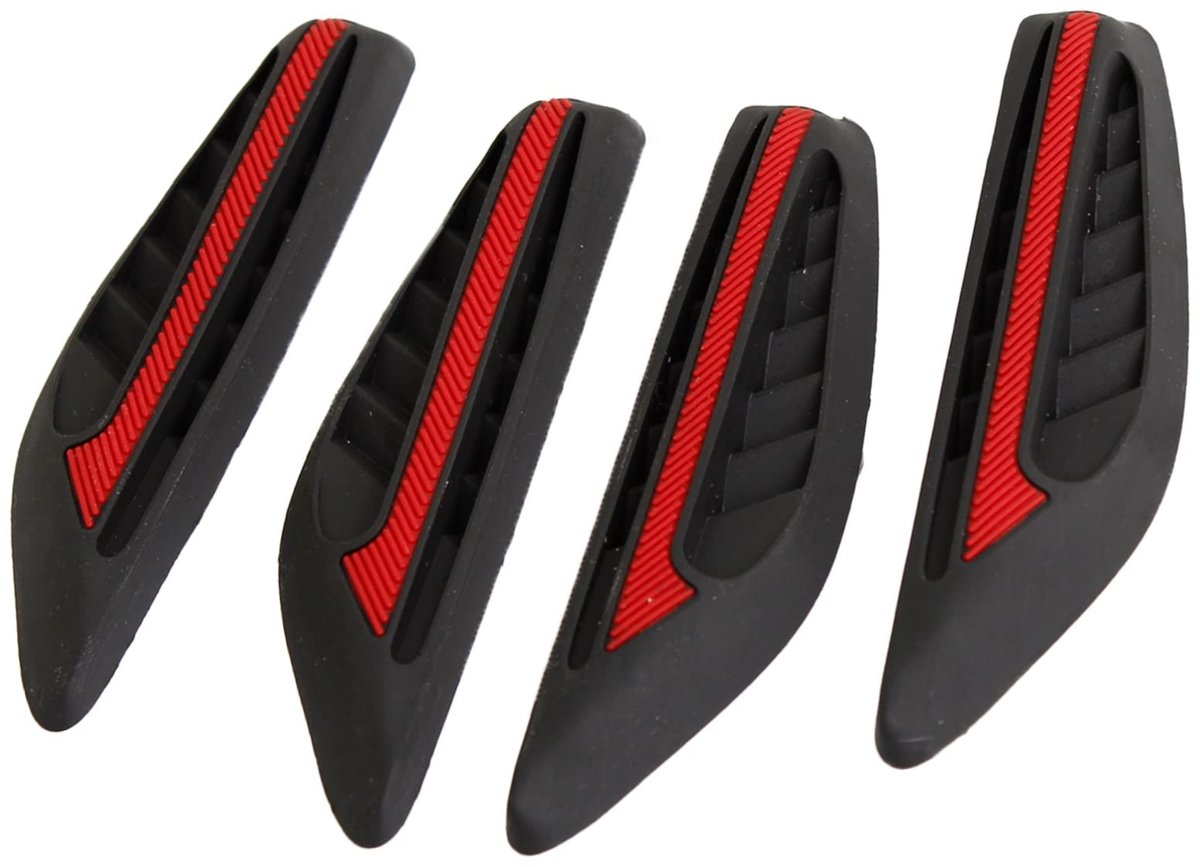 Dailygoods- Autodeurbeschermers 4-delig - Rubber - Zwart/Rood - Schokabsorberend - Zelfklevend - Duurzaam - Deurbescherming