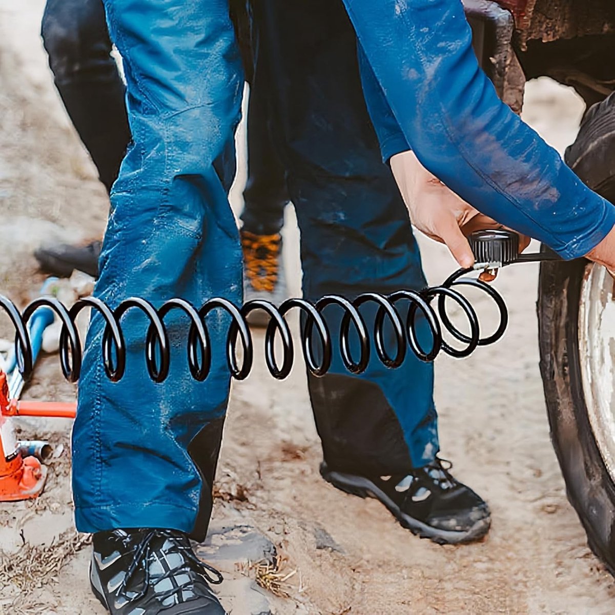 Dailygoods- Spiraalslang 1,5m Hoge Druk - Compressorslang - Flexibele Slangbuis - Hogedrukbestendige Koppelingen - Ondersteuning voor 30mpa Luchtcompressor - Eenvoudig te Installeren - Luchtcompressorslang