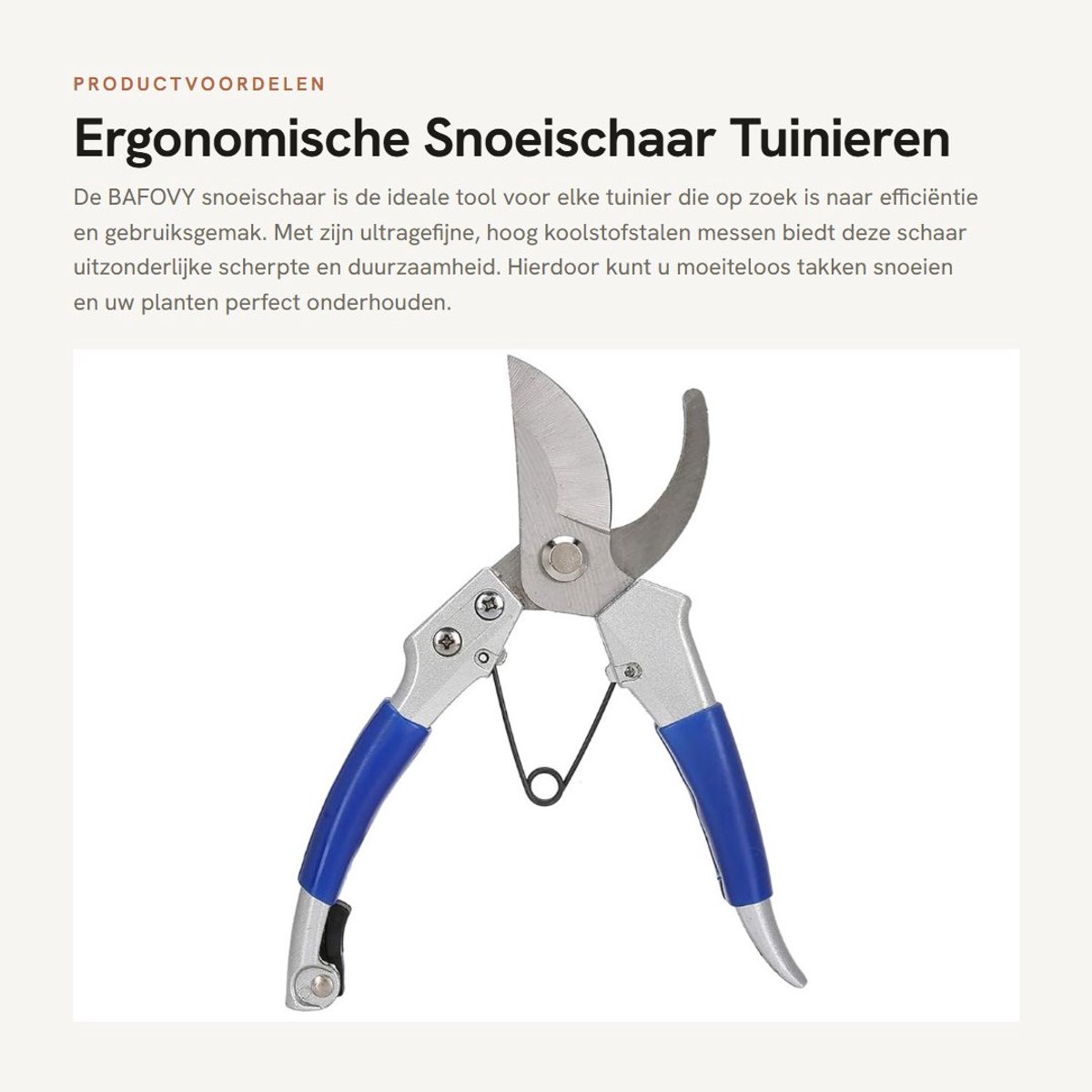 Dailygoods- Snoeischaar Ergonomisch Ontwerp - Hoge Koolstof Staal Messen - Lichtgewicht - Antislip Handgreep - Duurzaam - Ideaal voor Bomen en Rozen - Tuinschaar