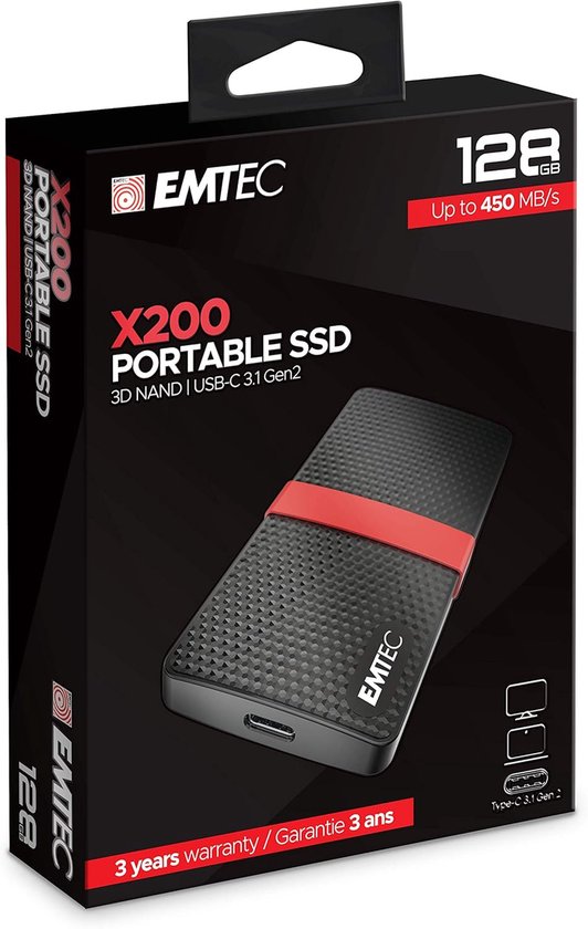 Externe SSD - Draagbare Opslag - Bestanden Overzetten - Compact En Lichtgewicht - 128 GB - Zwart — afbeelding 3