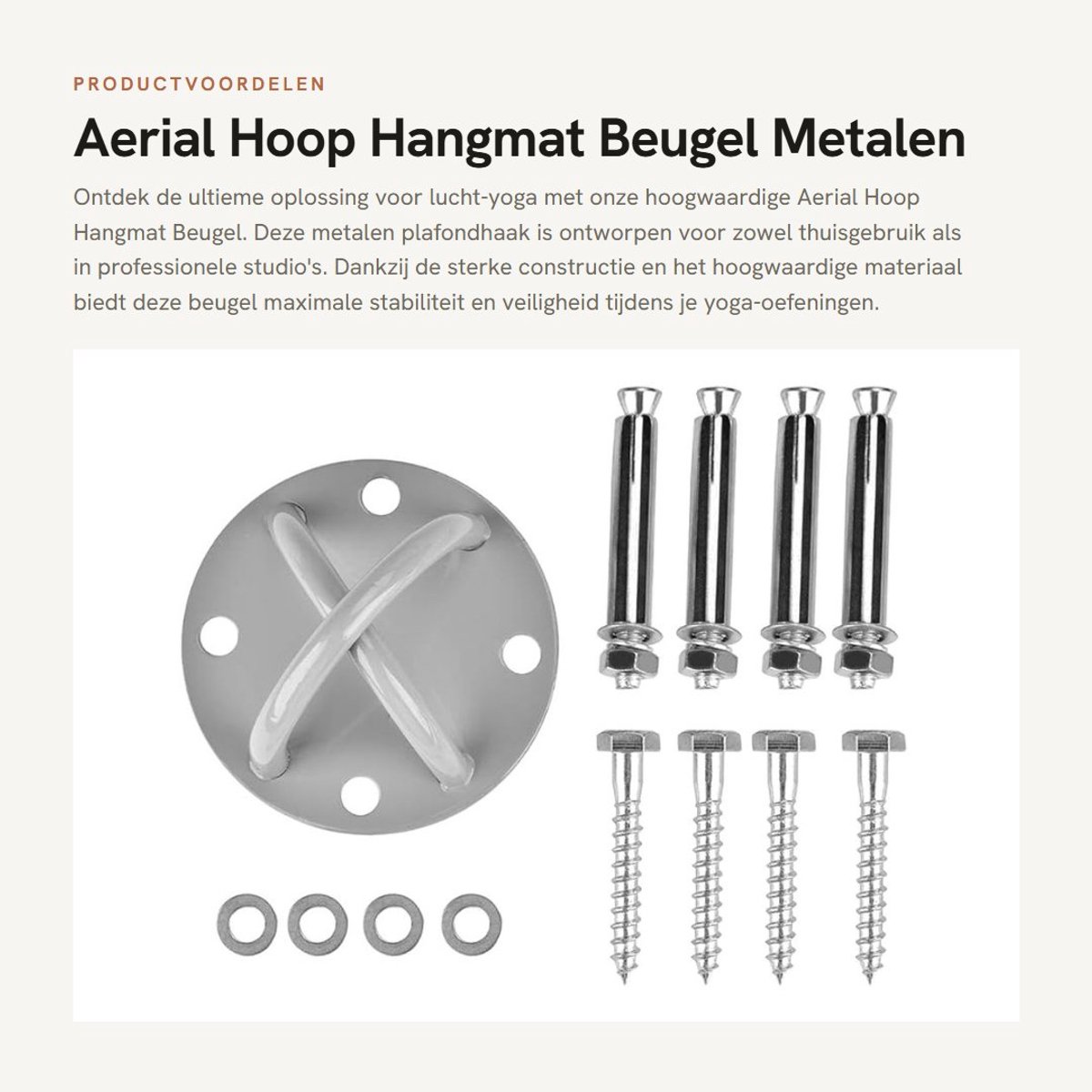 Dailygoods- Plafondhaak Hoogwaardige Metaal - Aerial Hoop - Yoga Hangmat - Installatiebeugels - Schokbestendig - Tot 1000kg Belastbaar - Yoga Haak