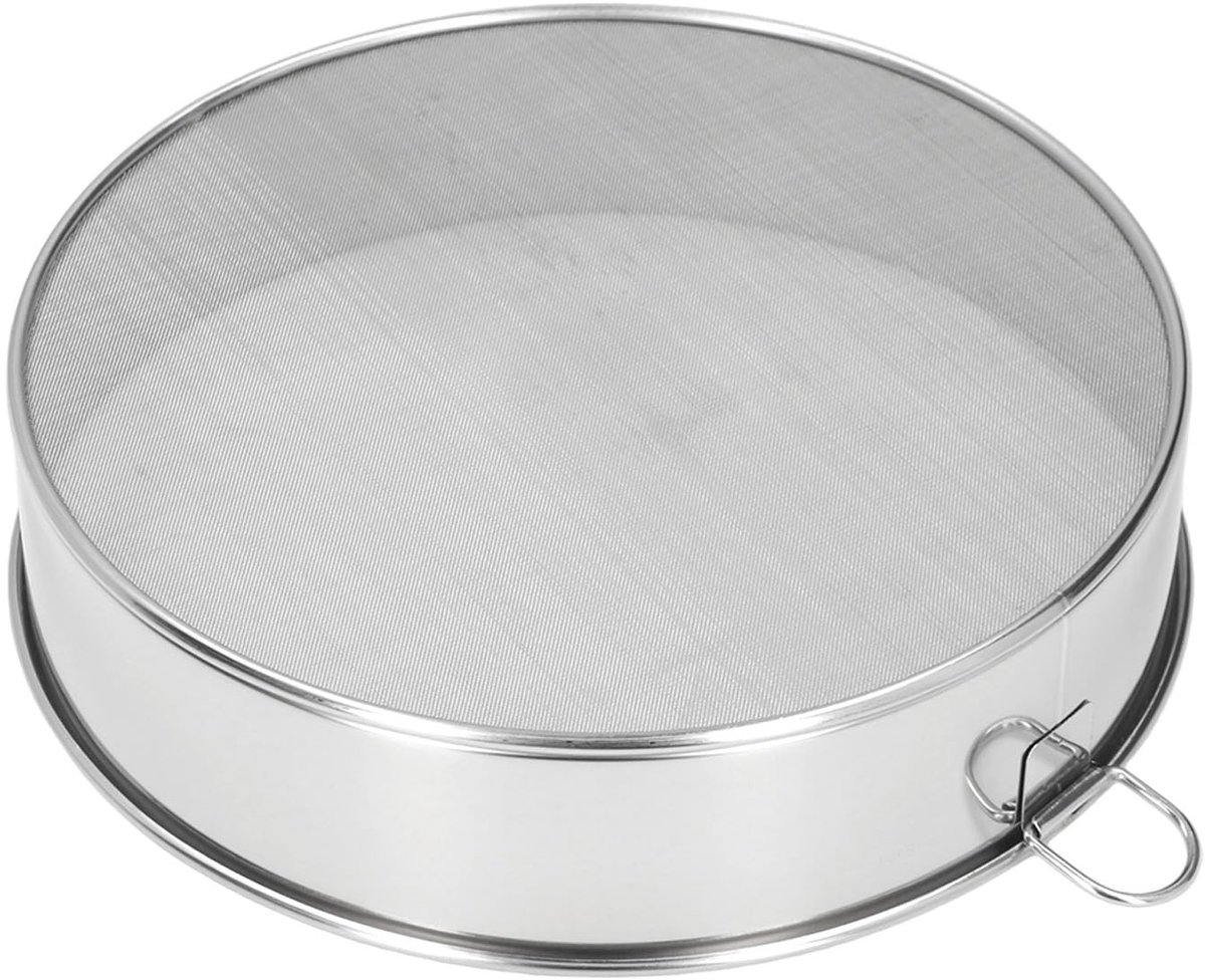 Dailygoods- Trilzeefgaas 80 Mesh - Ronde Zeef - Geplateerd Filter - 304 RVS - Antikleef Coating - Ergonomisch Handvat