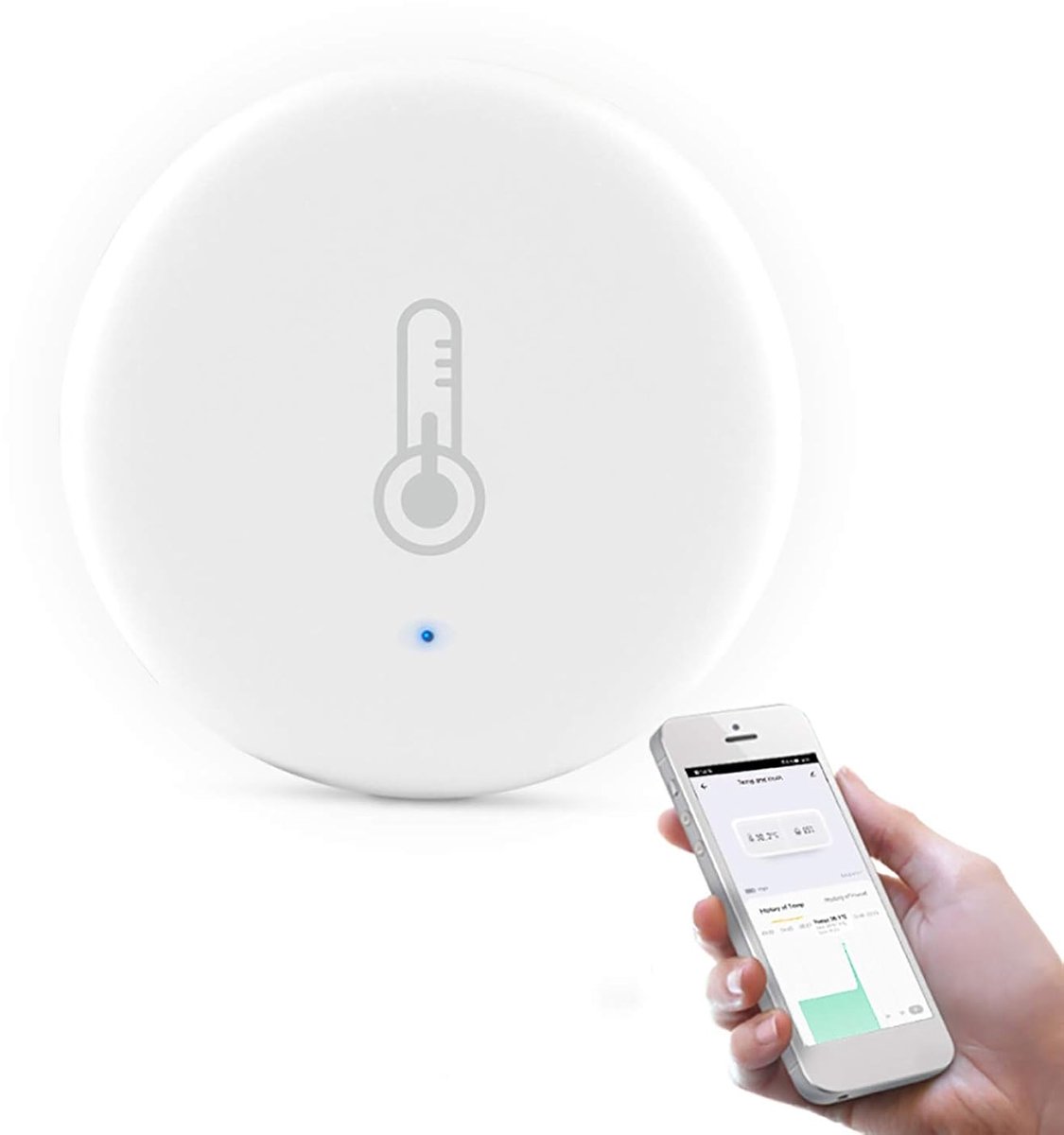 Slimme Temperatuur Sensor - Vochtigheid Meter - Huis Automatisering - Zigbee Technologie - 37x11.6mm - Wit