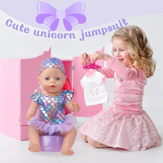 Poppenbadpak set - badpak en badmuts voor meisjespoppen van 40-45 cm van Merkloos — afbeelding 3
