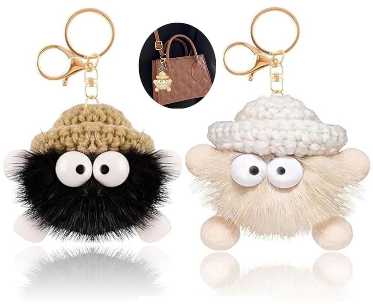 Dailygoods- Sleutelhanger Set van 2 - Pluche Pompom/Sleutelhanger - Zacht/Pluizig - Gepersonaliseerde Decoraties - Voor Rugzakken/Portemonnees - Schattig Design - Sleutelhangeraccessoire