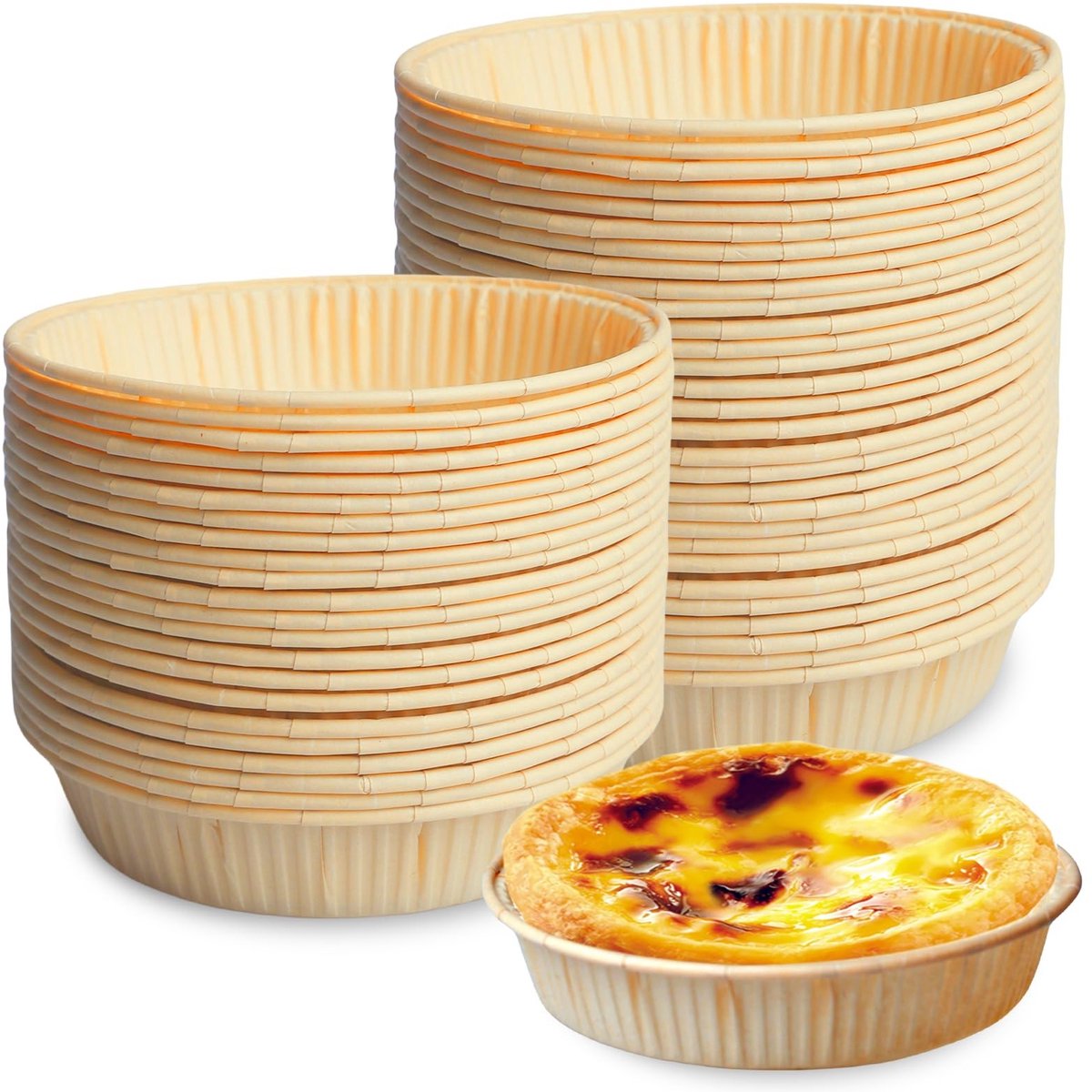 Dailygoods- Cakevormpjes 100 stuks - Ronde Bakvormen - Mini-Cakevormen Φ 9,2 cm - Hittebestendig Papier - Voor Oven/Magnetron/Heteluchtfriteuse - Bakvorm