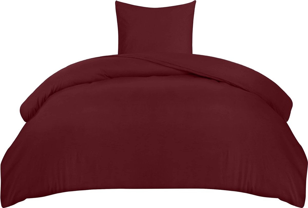 Dailygoods- Dekbedovertrek Set - Zachte Microvezel 135 x 200 cm - Kussensloop 80 x 80 cm - Beddengoed - Bordeaux - Comfortabel en Ademend