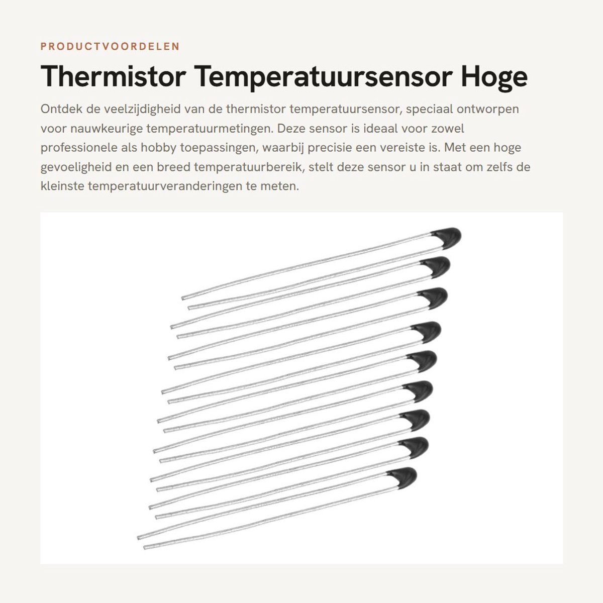 Dailygoods- Temperatuursensor Hoge Nauwkeurigheid 1% - Thermistor - 5k-100k Weerstand - 30mm Kabel - 10 Stuks - Klein Formaat