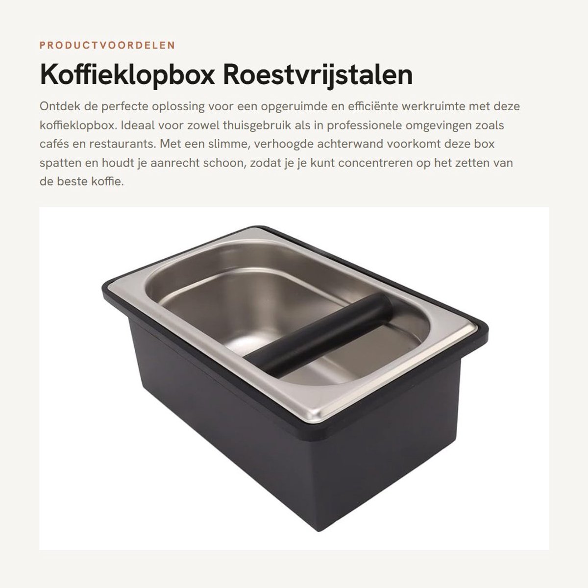 Dailygoods- Koffieklopbox Grote Afneembare Roestvrijstalen Grondcontainer - Hittebestendig - Voor Thuis/Keuken/Café/Bar/Restaurant - Comfortabel en Veilig - Gemakkelijk Schoon te Maken - Verhoogde Achterwand tegen Spatten - Koffiedikbak