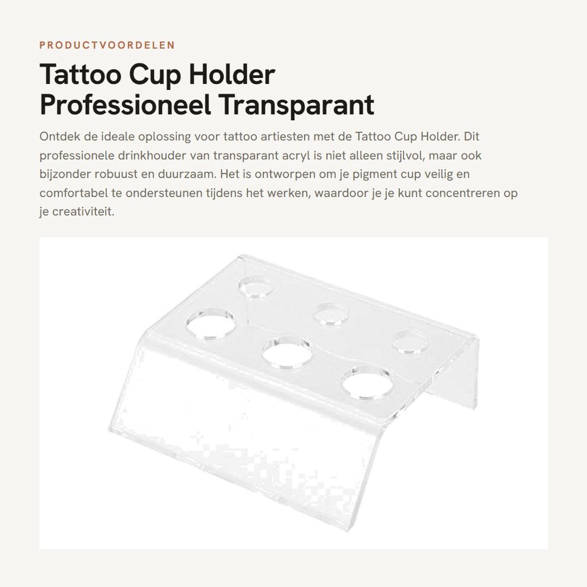Dailygoods- Tattoo Cuphouder Professioneel - Transparante Acryl Houder - Duurzaam - Geschikt voor Pigmentbekers - Ideaal voor Tatoeages - Makkelijk te Wassen - Pigmenthouder