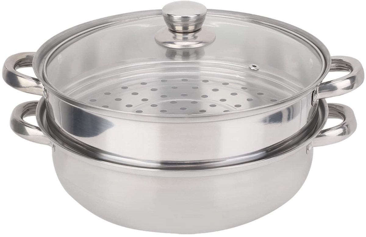 Dailygoods- Stoompan 27 cm - Roestvrij Stalen Dubbele Ketel - 2-laags Soeppan - Efficiënt
