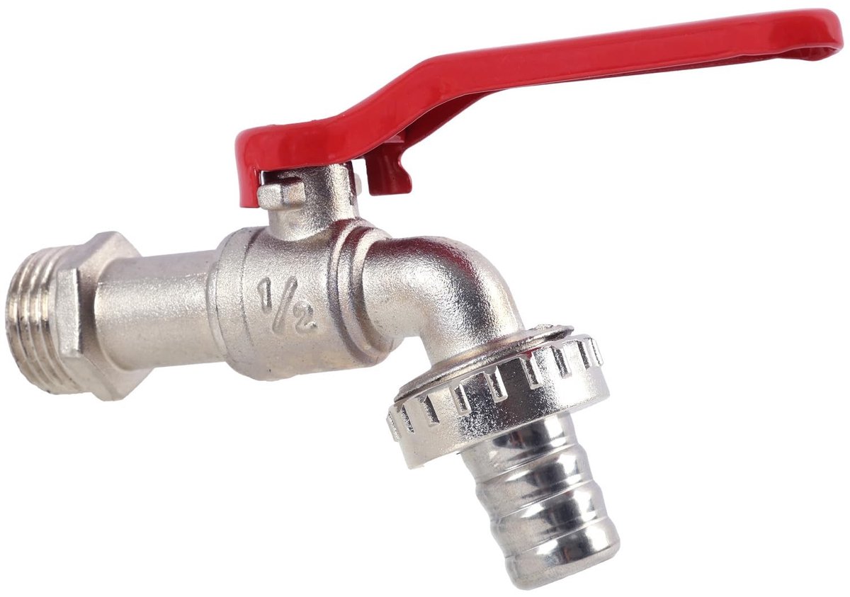 Dailygoods- Tuinkraan 1/2 inch - Afsluitkraan - Messing - Druppelvrij - Buitenkraan - Voor regenton - Robuuste constructie - Afvoerkraan