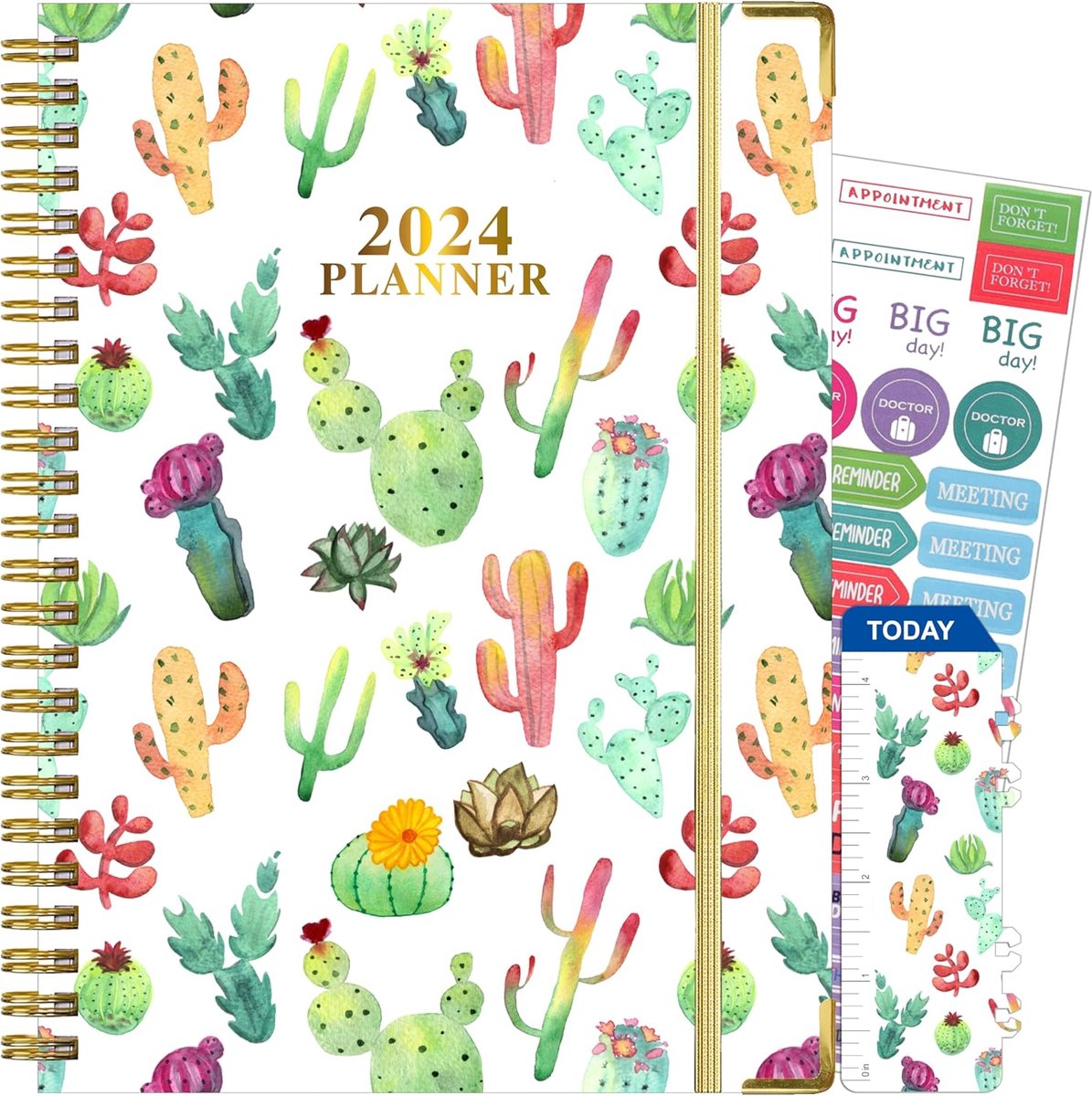 Planner 2024 - Weekkalender Maandkalender - Organiseren van Afspraken - Harde Kaft Inclusief Stickers - A5 Formaat - Groen