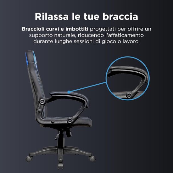 Gaming Stoel - Ergonomische Stoel - Comfortabel Spelen - Goede Rugondersteuning - 150 kg - Blauw — afbeelding 2