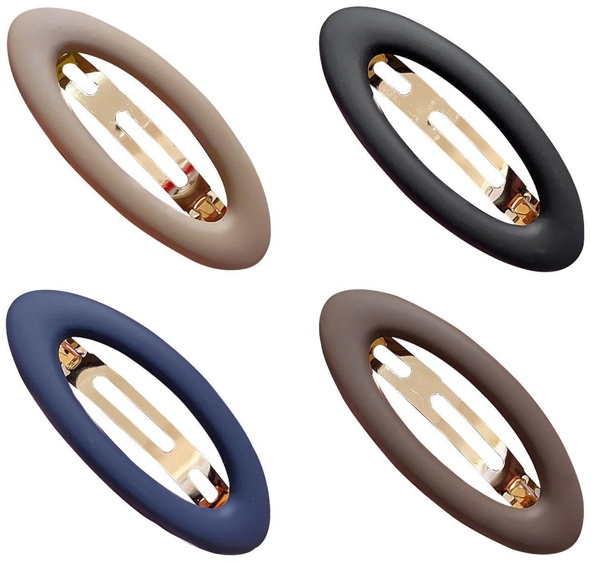 Dailygoods- Ovale Vorken 4 Stuks - Duurzaam Plastic/Metaal - Geschikt voor Diverse Kapsels - Schattige Meisjesaccessoires - Afmetingen 10x4,5 cm - Haarspeld